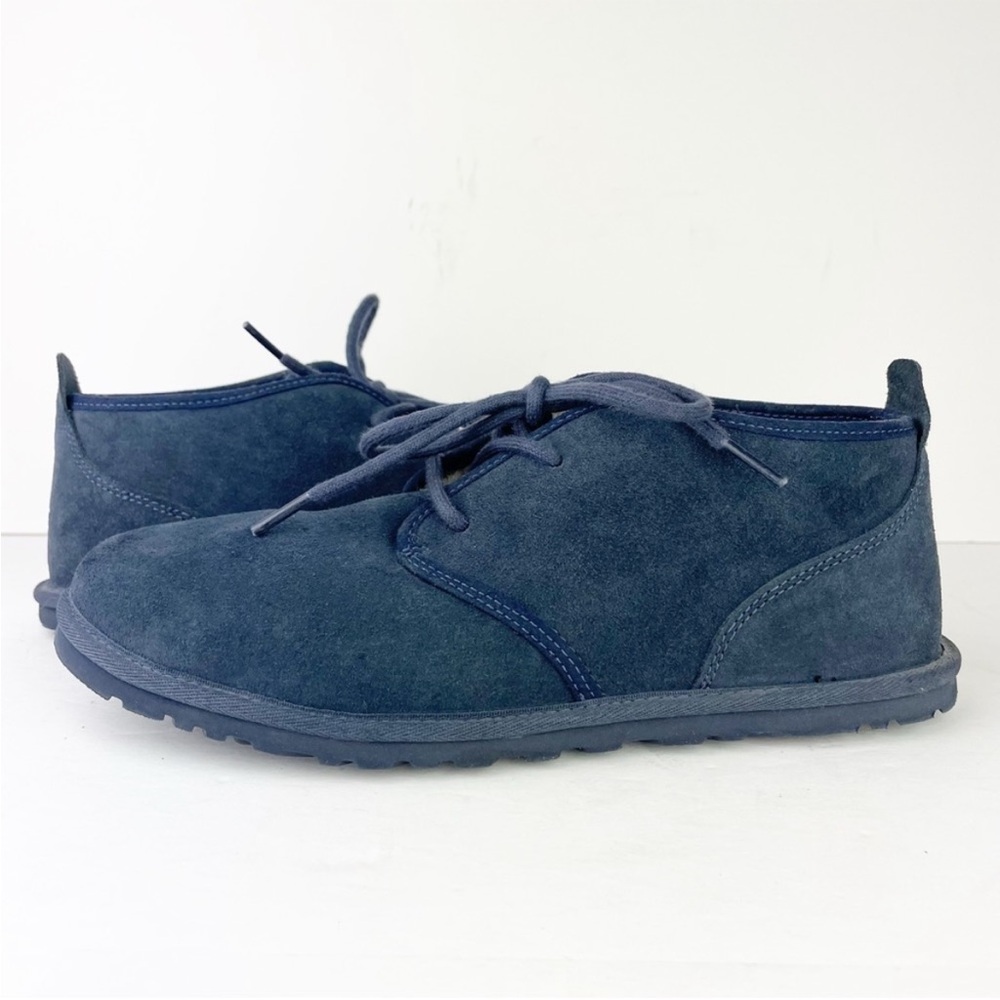 UGG Neumel Navy Blue Suede Leather Shearling Lace Up Warm Cozy Ankle Boots
